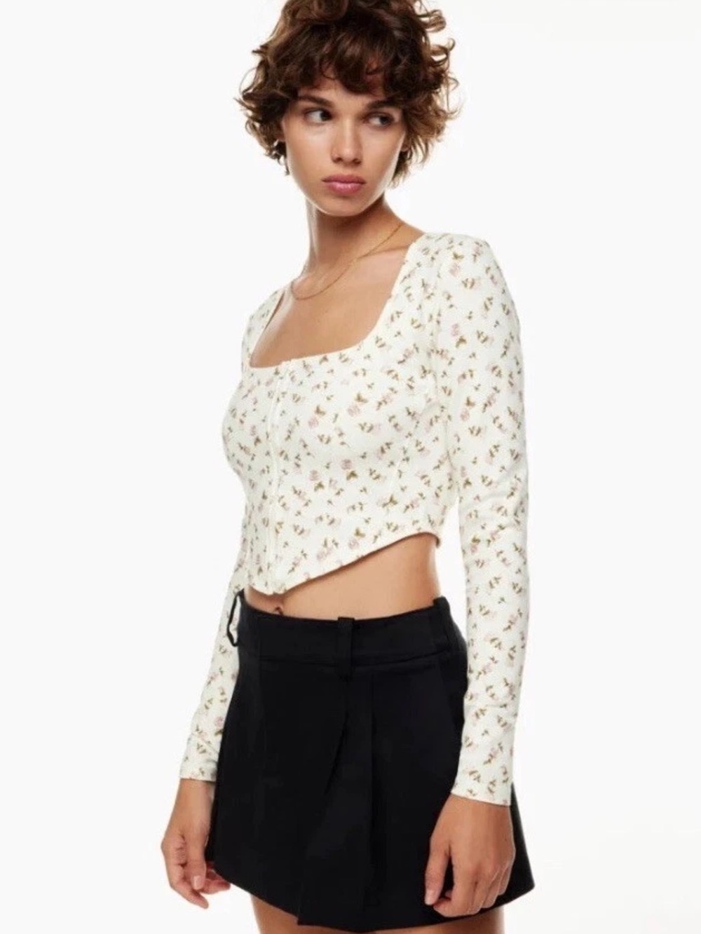 Nwt Aritzia Sunday Best Maverick Bustier Top Medium|LS|Zip Front|Rose Print